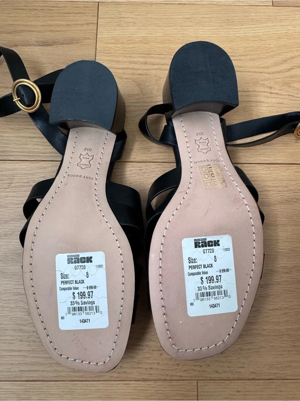 Tory Burch Black Leather Crisscross Ankle-Strap Sandals